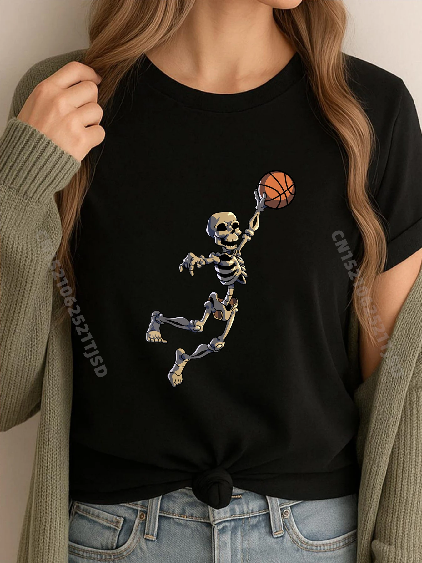 

Баскетбольный скелет Хэллоуин Женщина Баскетбол Хэллоуин Женские футболки Высокое качество Мужская одежда