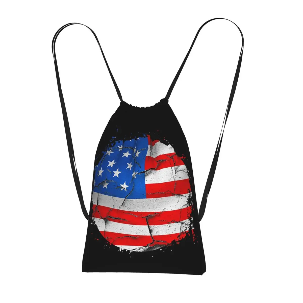 USA America American Flag Drawstring Backpack Sports Gym Bag Lightweight Foldable Storage Drawstring Bag for Men Women