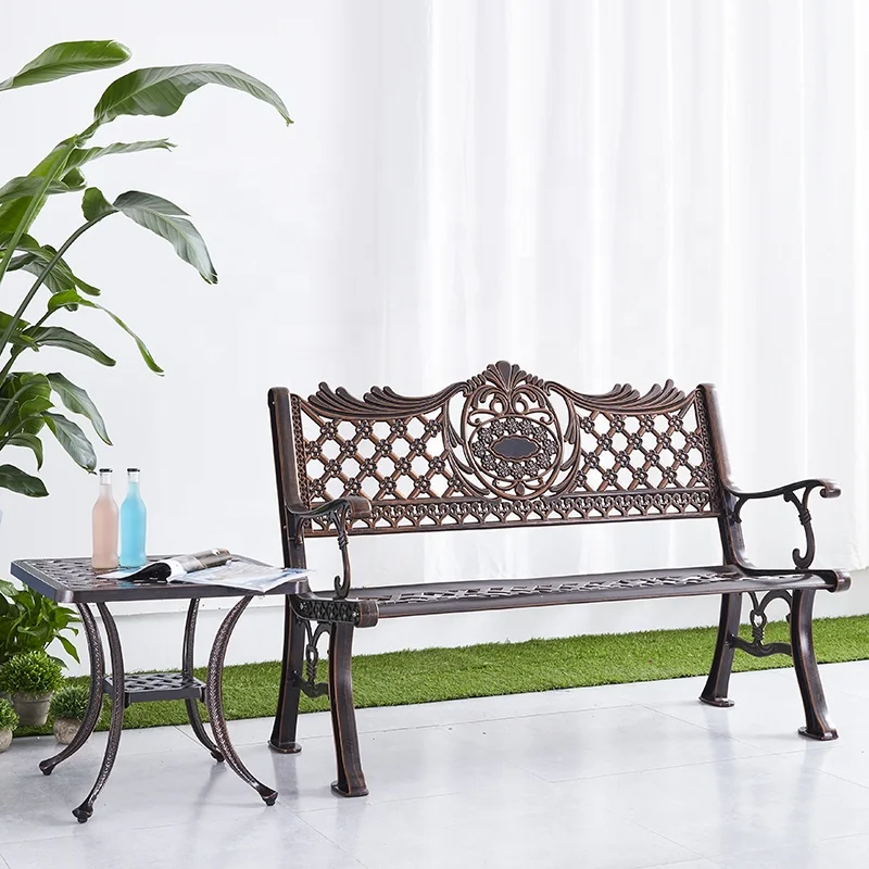 Modern 2 Seater Exterior Garden Patio Furniture Outdoor Front Porch Cast Aluminum Park Benches For Sale