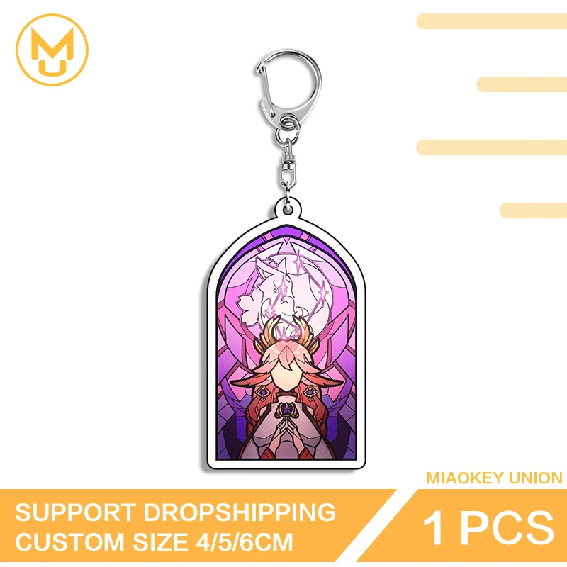 Attractive Genshin Impact Yae Miko Waterproof Advance Guard Double Sided Key Chains Premium Customizable Novelty Jewelry