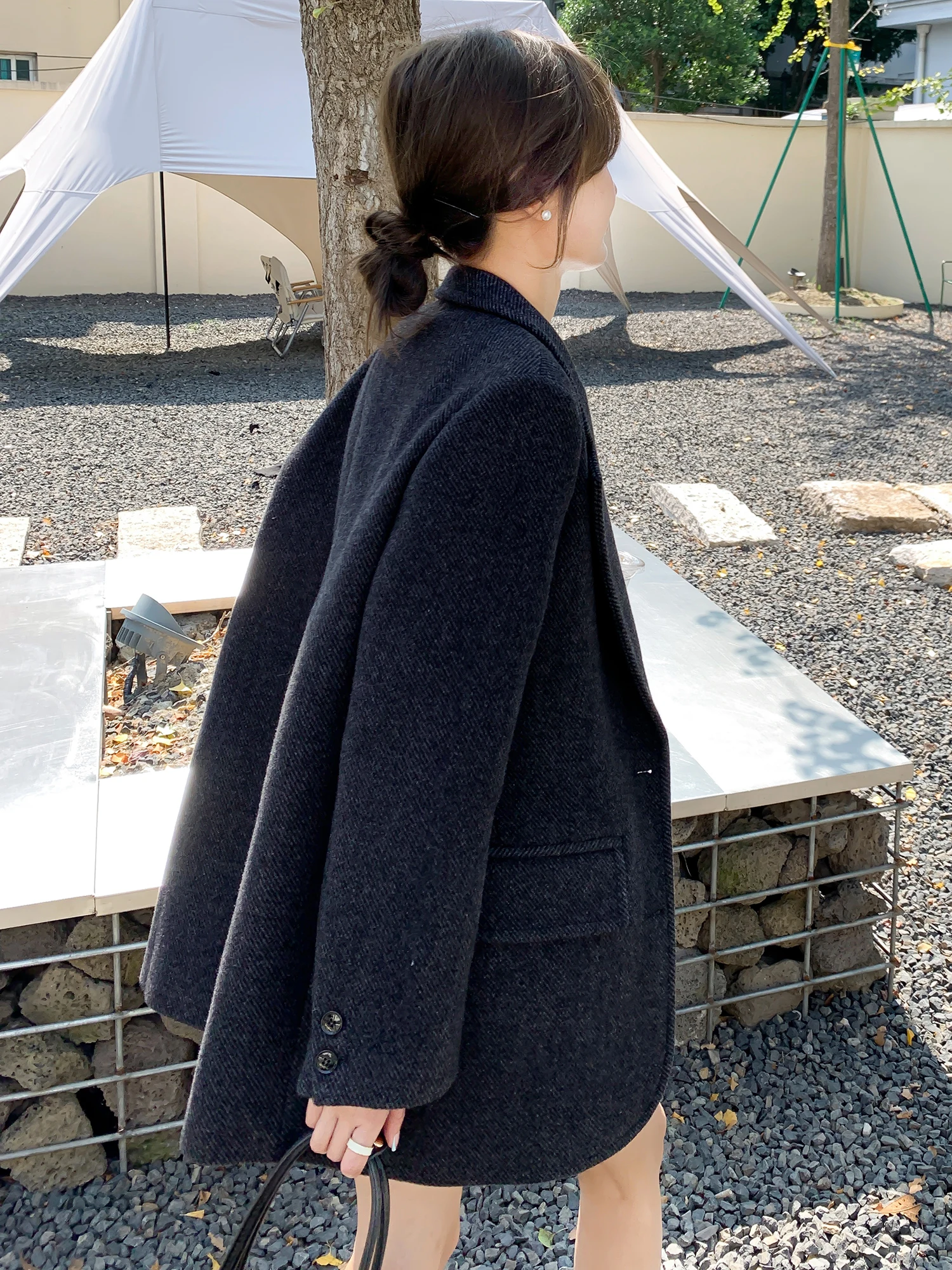 

Женский шерстяной костюм Mi Thiened, новинка осени и зимы 2023, свободное большое пальто из твила, длинное све, Busin Sle