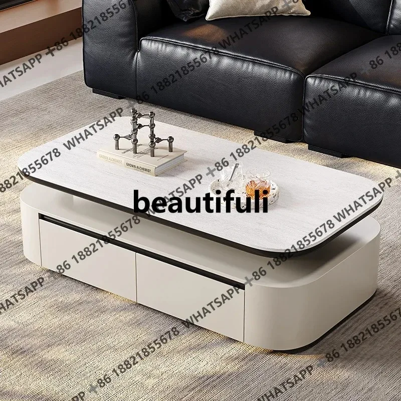 

H Cream wind tunnel slate solid wood coffee table living room household small apartment rectangular