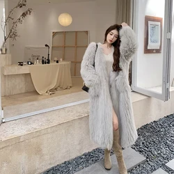 Winter Jacket Womens 2024 New Clothing Temperament Imitation Fox Fur Coat Long Outerwear Female Thicken Warm Faux Fur Overcoat