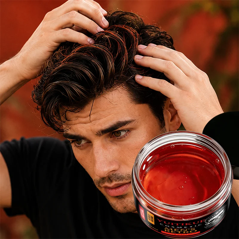 YUITIKUE Non Greasy Retro Hair Styling Pomade For Men Long Lasting Strong Hold High Shine Vintage Oil Hair Style Modeling Hair W