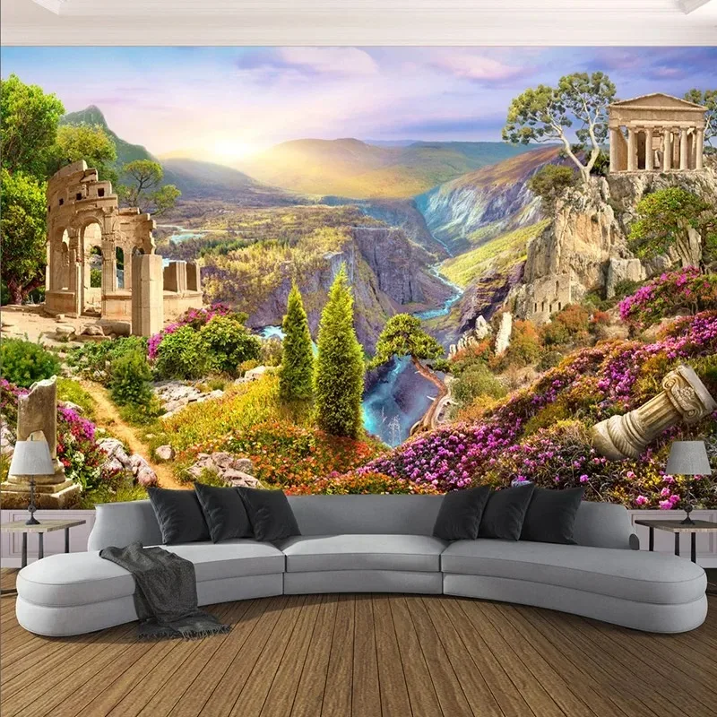 Modern 3D Garden Landscape Wallpaper Nature Themed Mural for Living Room Bedroom Home Decor Background Wall Art Painting