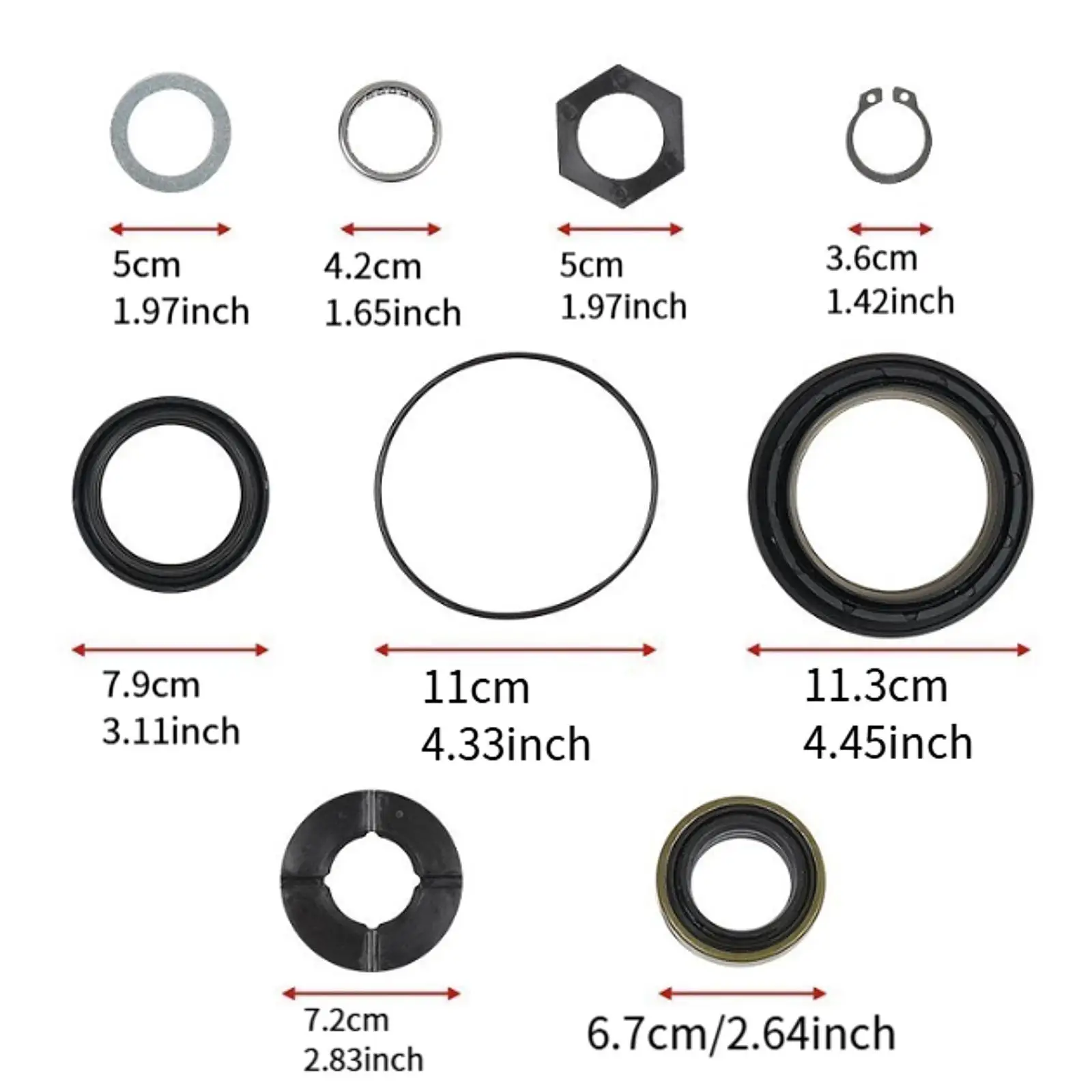 Zestaw uszczelek: uszczelniacz wewnętrzny, łożysko, wytrzymały zamiennik uszczelniacza osi, uszczelniacz przeciwpyłowy, podkładka dociskowa do F350 F250 Excursion F450