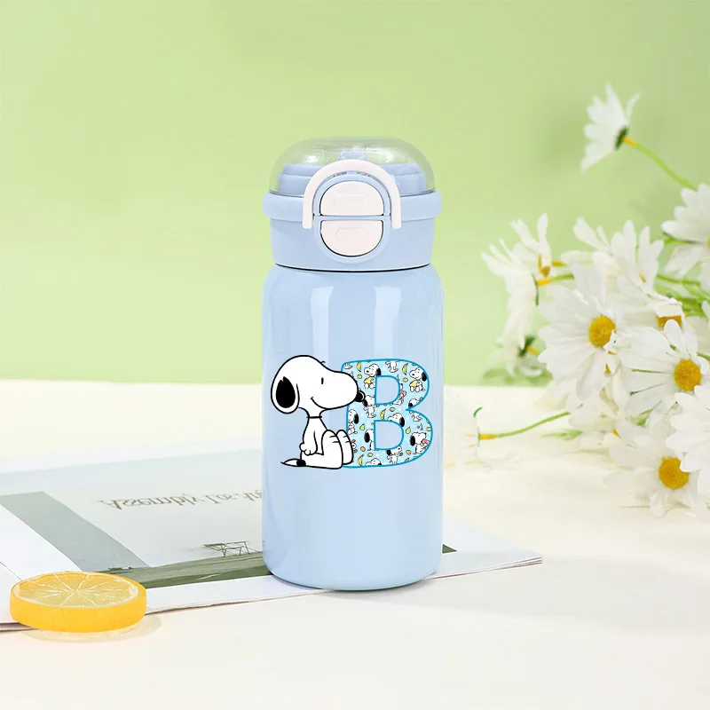 500 مللي سنوبيس 316 ترمس من الفولاذ المقاوم للصدأ الكرتون أنيمي المياه الزجاج رسائل A-Z طباعة زجاجات مياه موضة الأولاد القهوة القدح هدية #2