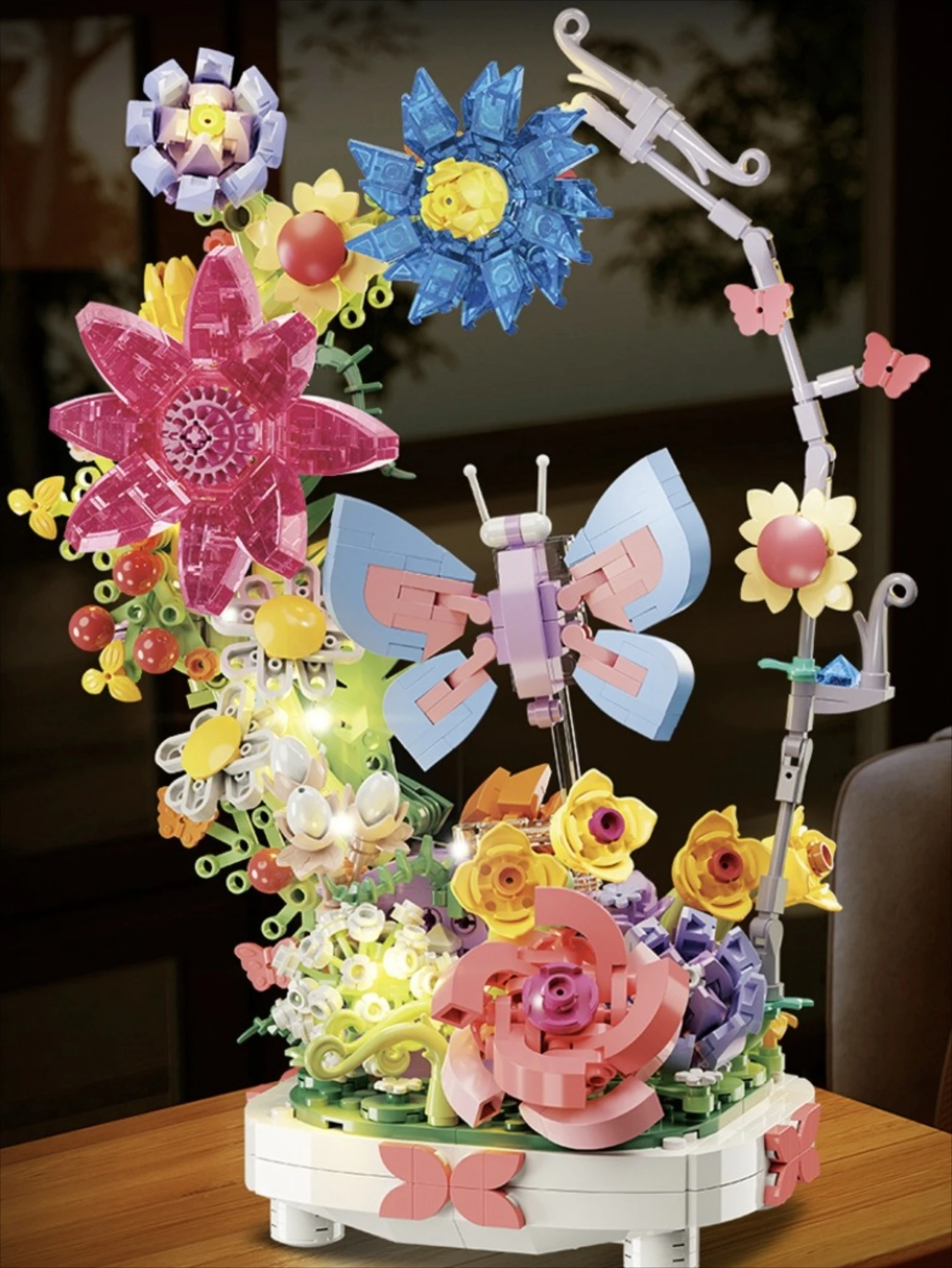 Moc flor borboleta desejando árvore blocos de construção conjunto rosas artificiais ideia botânica brinquedos para crianças aniversário presentes natal