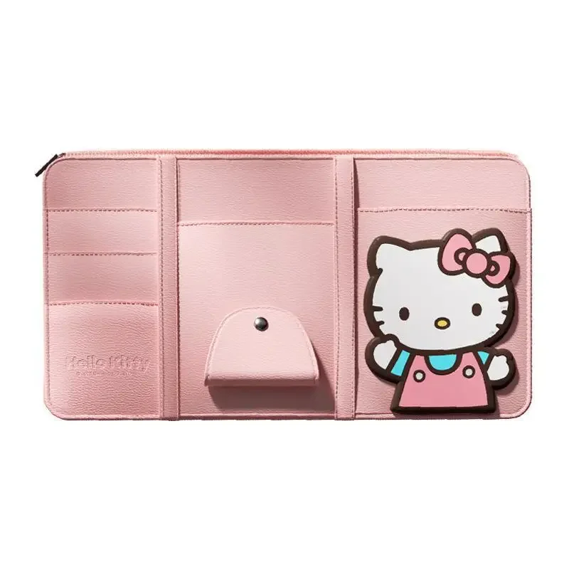 Miniso Cute Sanrio Car Glasses Clip Hello Kittys Anime Sun Visor Document Organizer Card Case Glasses Holder Toys for Girls Gift