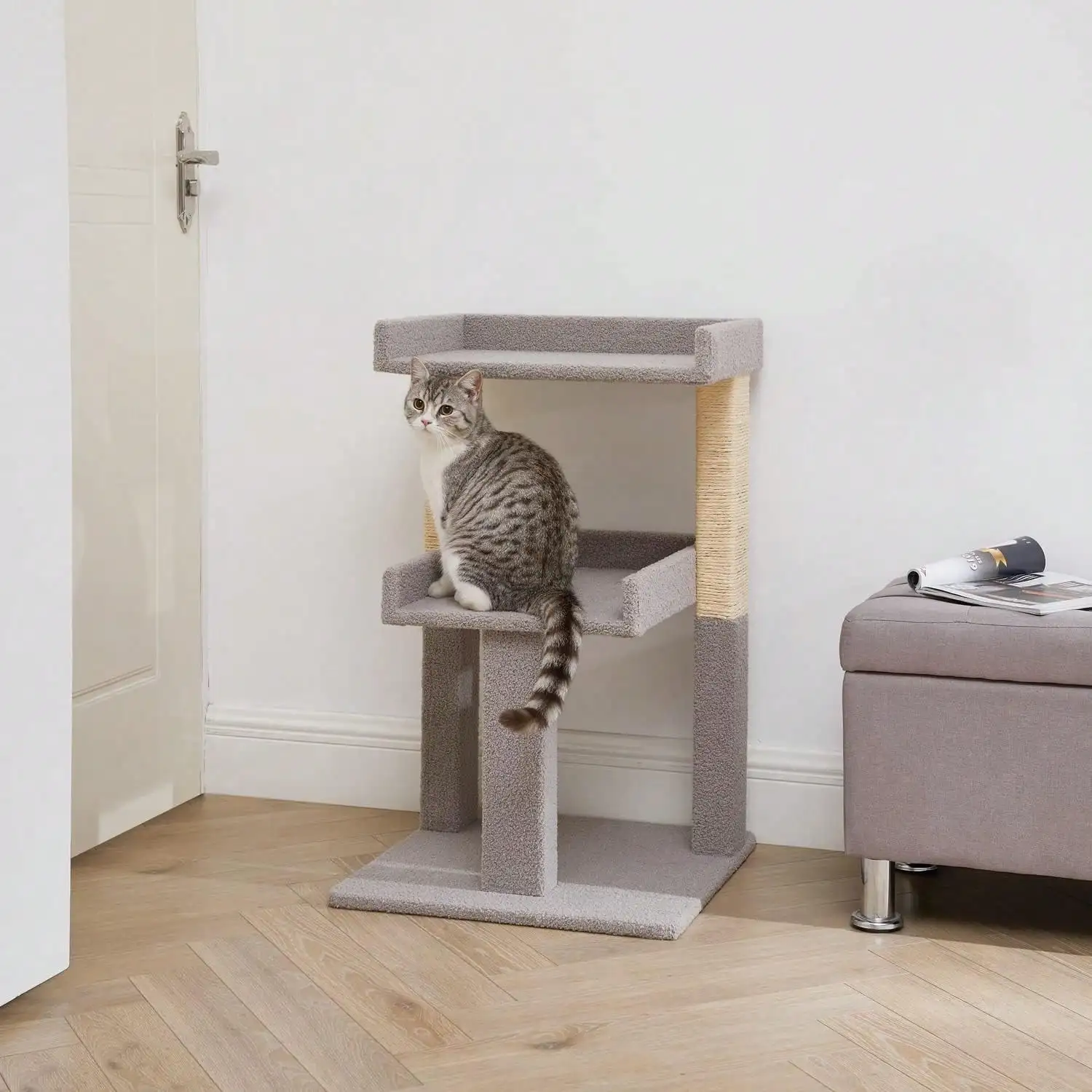 

Large Cat Tree Tower With 2 Spacious Platforms, Sturdy Multi-Cat Condo With Sisal Scratching Posts, Stable Anti-Tip Design For I