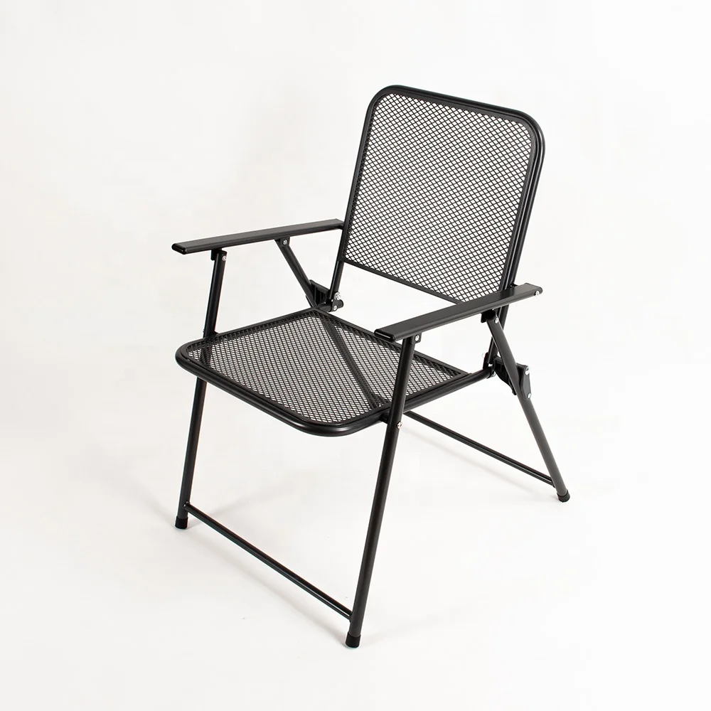 

Folding Outdoor Patio Chairs Stackable Portable for Deck, Garden, Camping and Travel metal mesh powder coated iron net