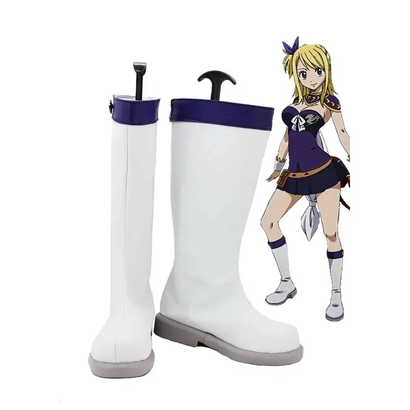 Fairy Tail sapatos cosplay Lucy botas cosplay sapatos brancos feitos sob encomenda homens e mulheres usam sapatos