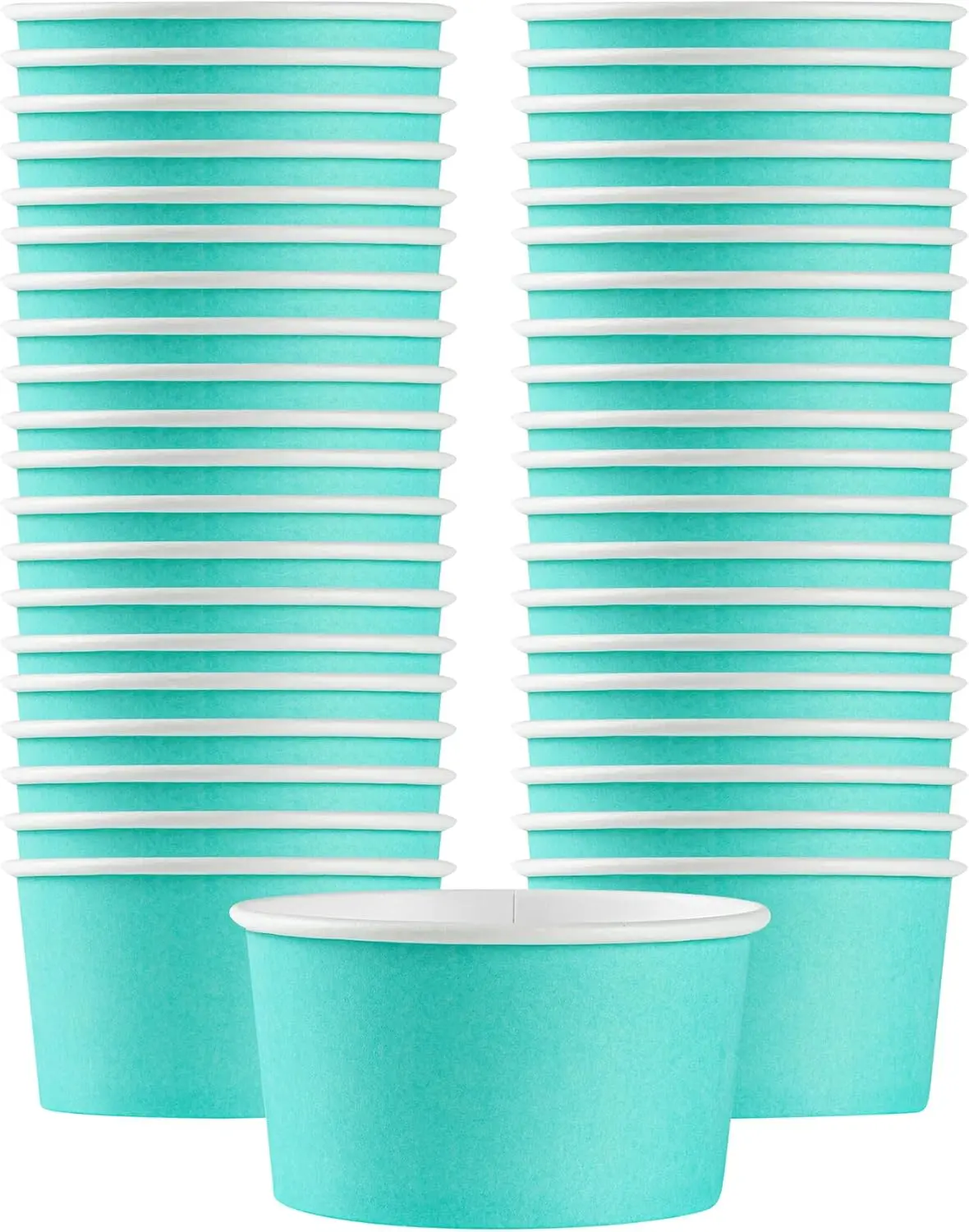 

Coppetta 8 Ounce Dessert Cups, 50 Disposable Ice Cream Cups - Lids Sold Separately, Sturdy, Turquoise Paper FroYo Bowls,