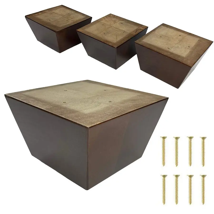

Legs, Sofa Couch and Chair 3 Tall x 5 Extra Wide Wood Feet Replacement, Set of 4 Feet, Heavy Duty, Walnut Finish