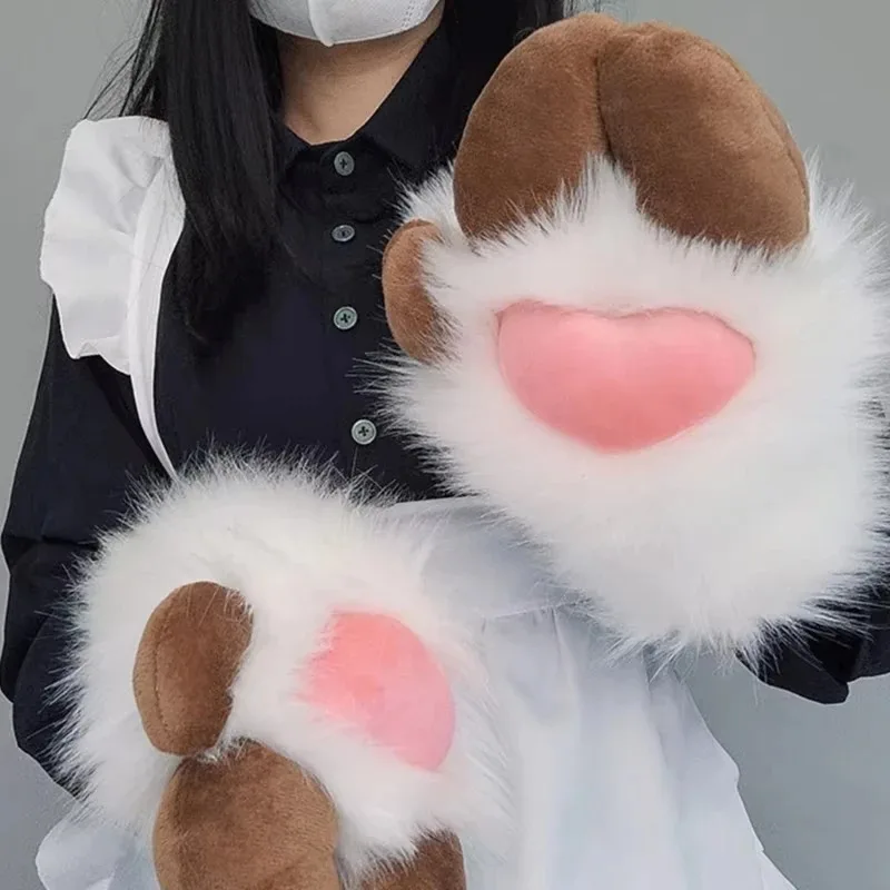Cartoon Sheep Hoof Shape Gloves Plush Cute Lamb Claw Gloves Mittens Furry Cuffs Glove Fursuit Halloween Party Cosplay Props