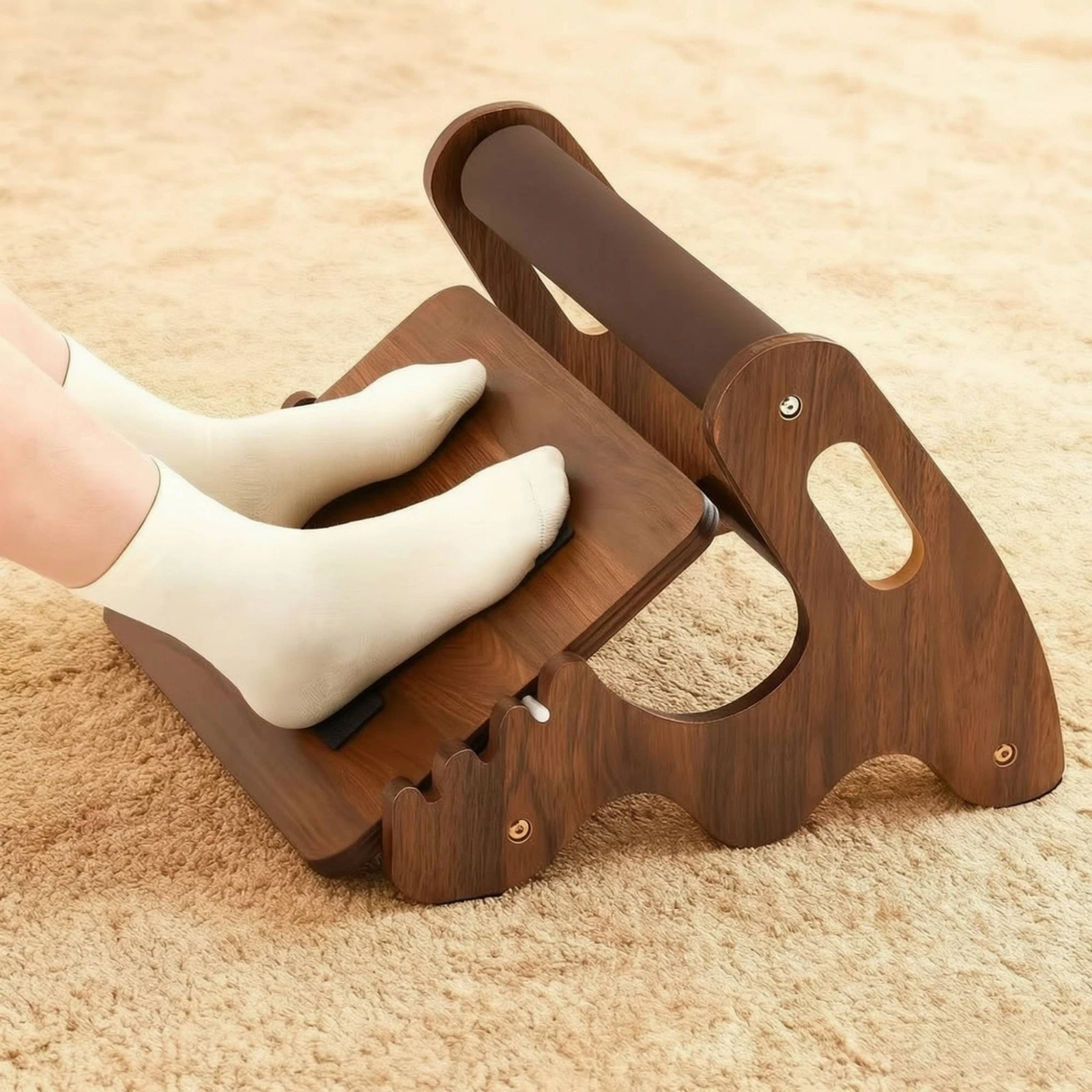 ローラー付きデスク下フットレスト パッド入り木製フットレスト - Footrest Under Desk のレビューと価格