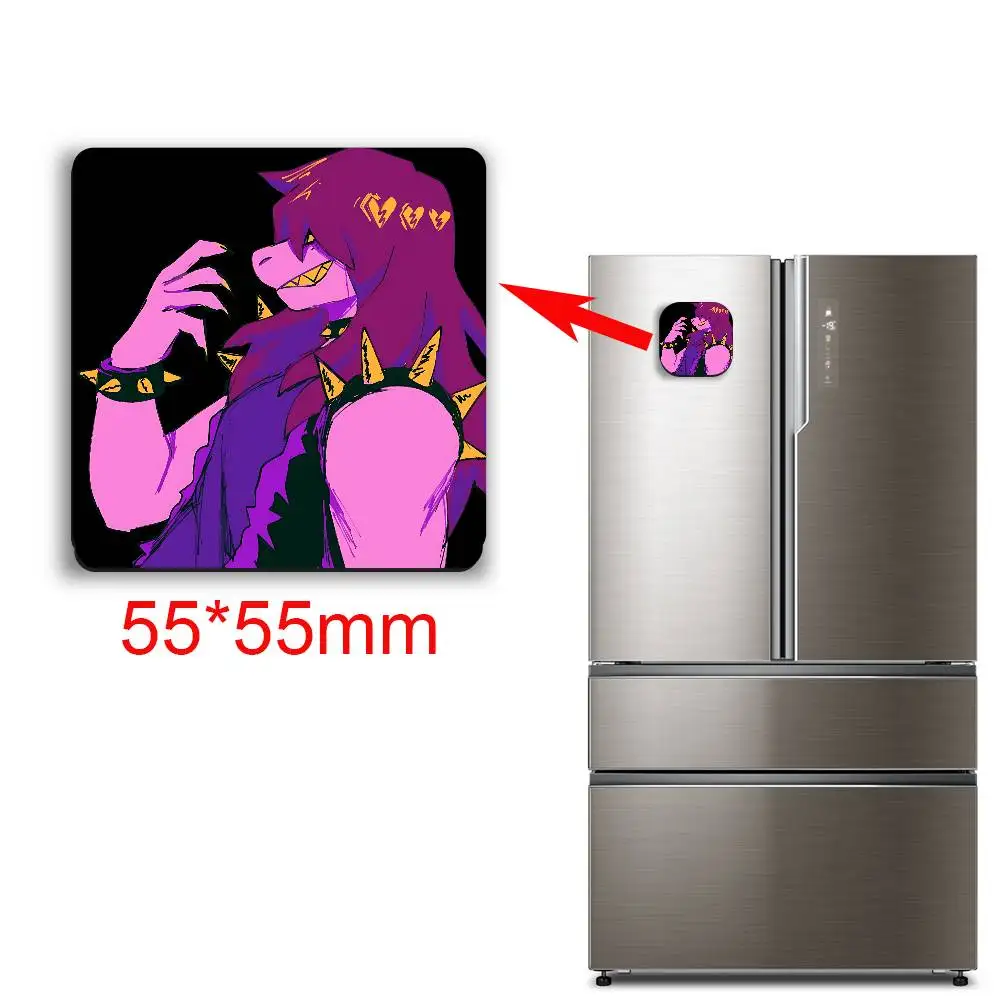 Contrasting personalities Flowery Deltarune Black Square Plastic Fridge Magnet, for Magnetic Sticker No Trace Left, Durable