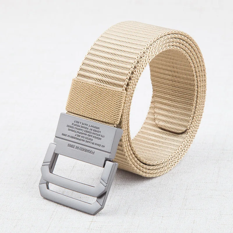 

Alloy Double Ring Buckle Belt Men's and Women's Woven Nylon Tactical Sports Outdoor Training Pants Belt Canvas