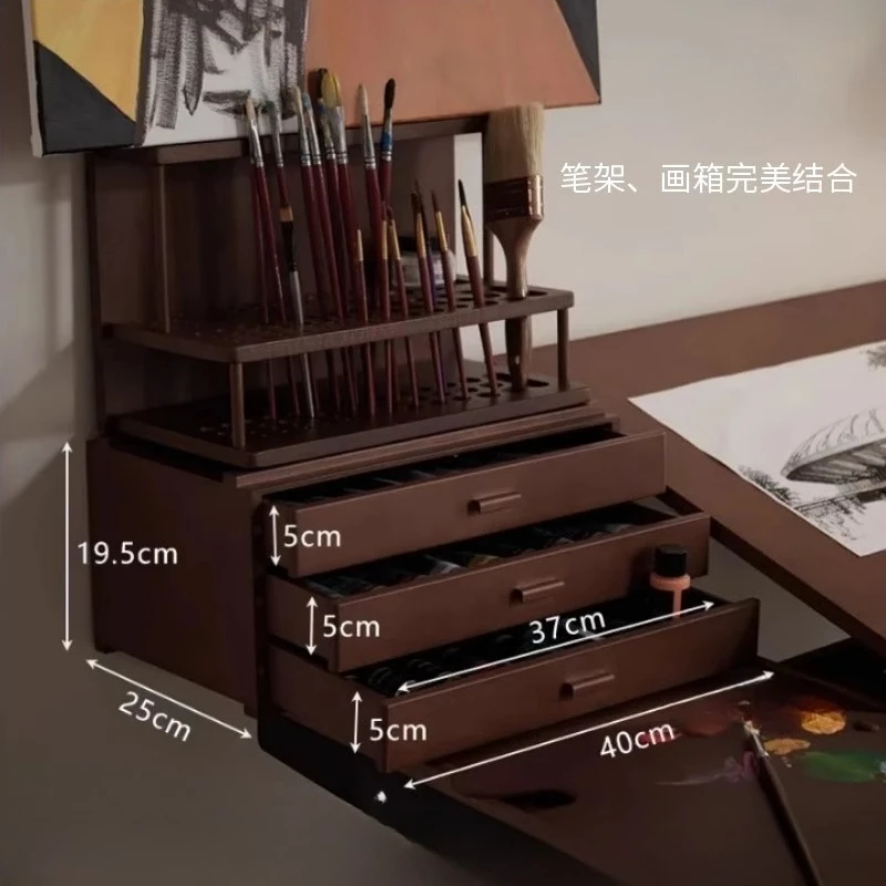 Solid wood storage Brush storage box Walnut color Chinese style