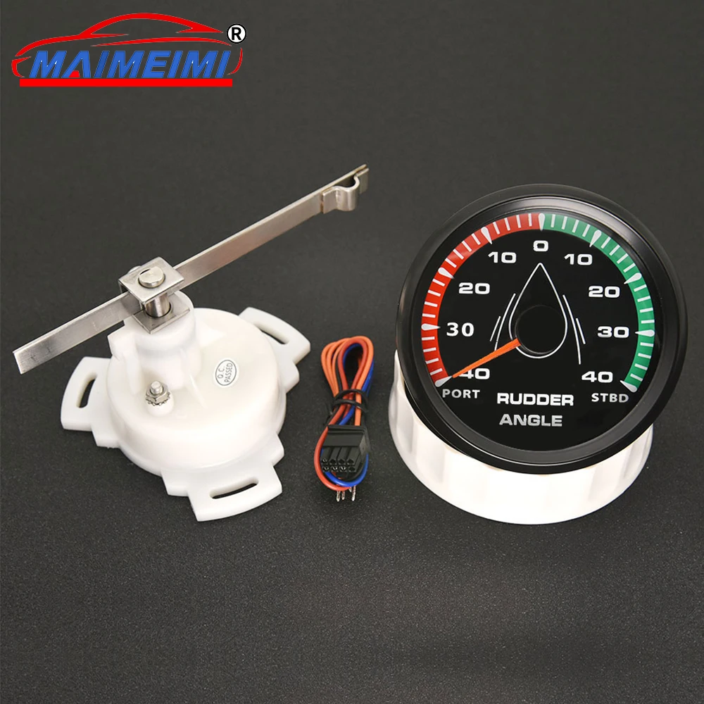 

85mm Rudder Angle Indicator Gauge With 0-190ohm Signal Rudder Sensor 9-32V for Boat Yacht with Red Backlight