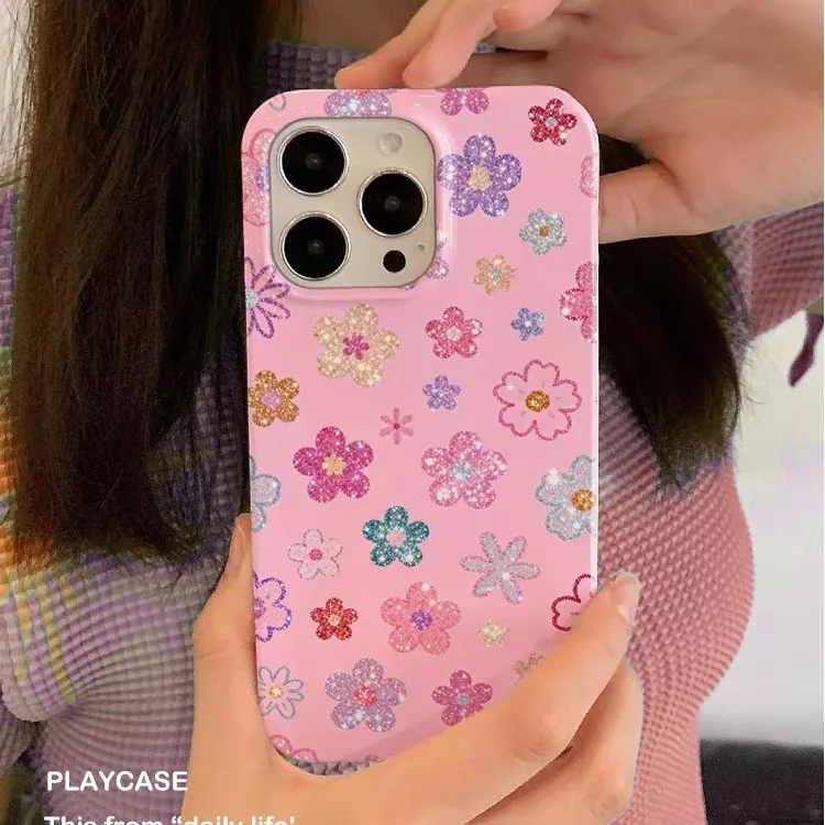 

Pink Colorful Flowers Phone Case for IPHONE 17 Air 16E 15 PROMAX 14 Plus 13 12 MINI 11 PRO 16Plus XR XS MAX Acrylic Phone Cover