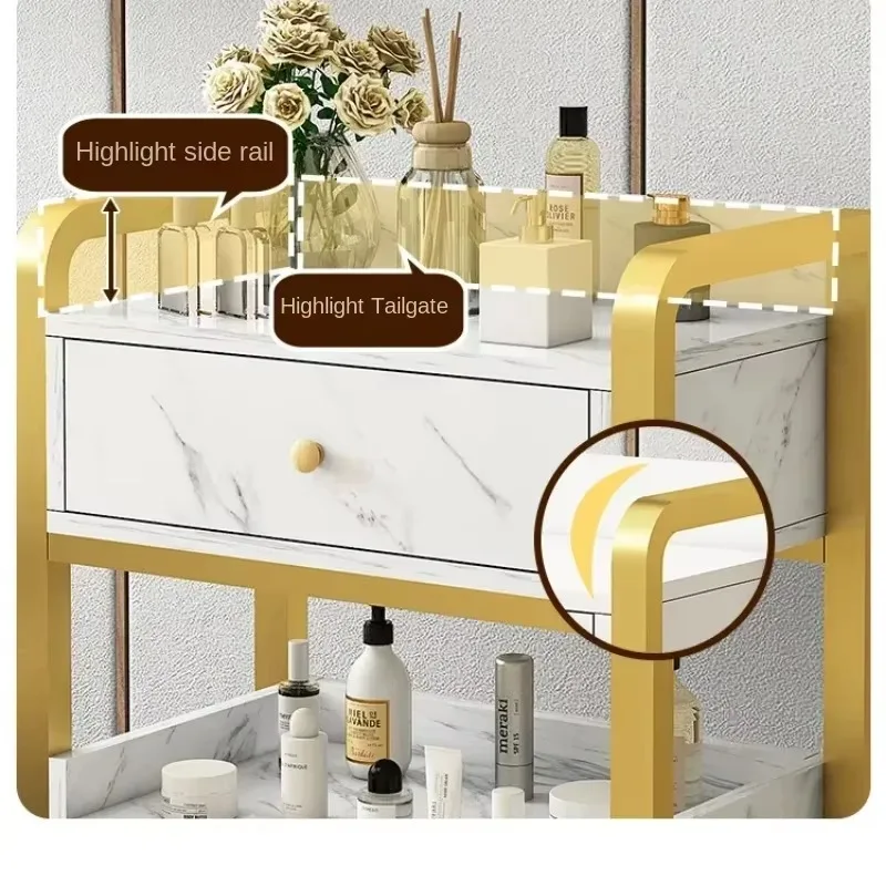 Metal Salon Utility Cart with Wheels, Rolling Hair Stylist Trolley, Commercial Beauty Storage Cabinet for Salon Spa