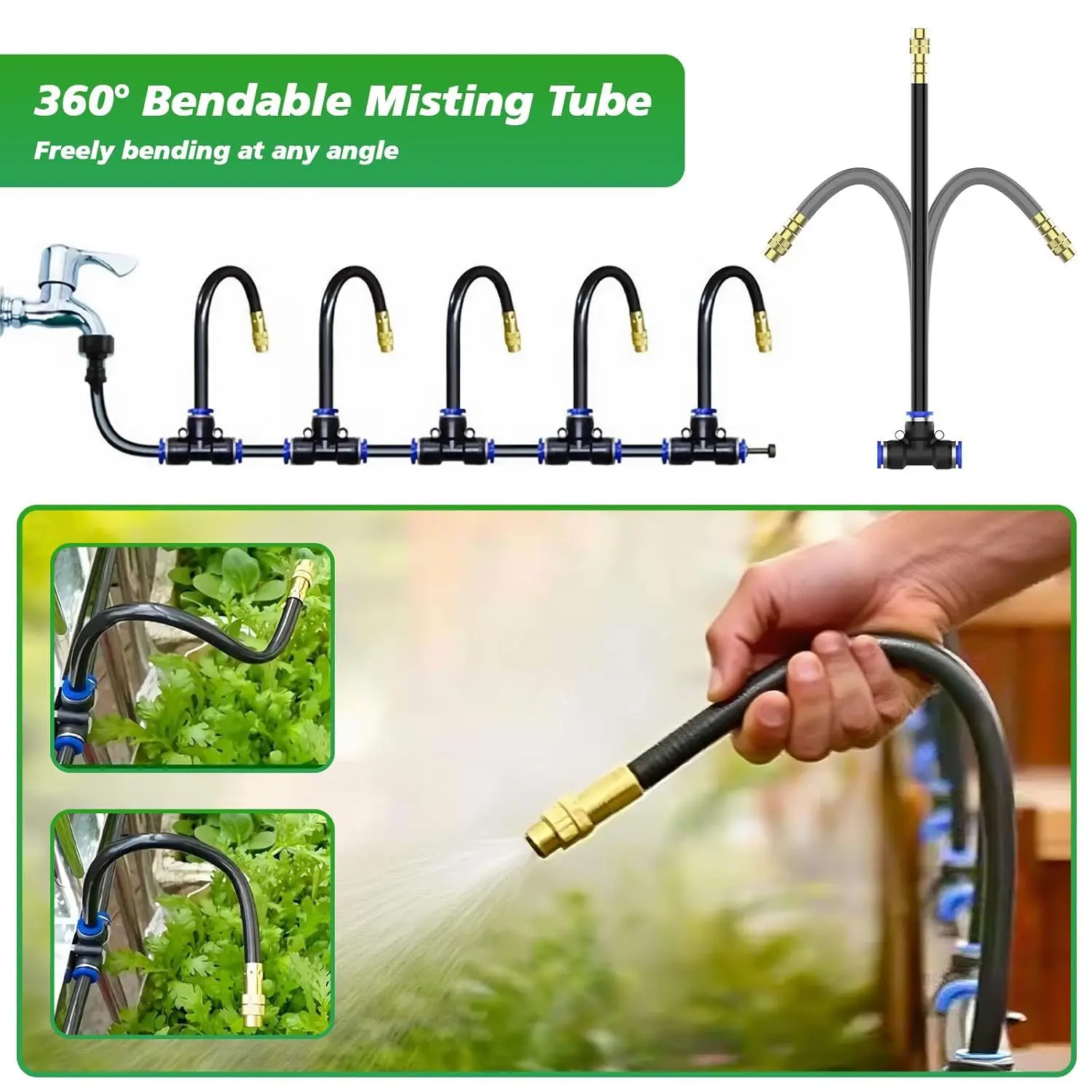 30m 18 Nozzles Adjustable Mist Sprinkler Kit 4 6mm For Garden Greenhouse Irrigation System UV Fogging Tool