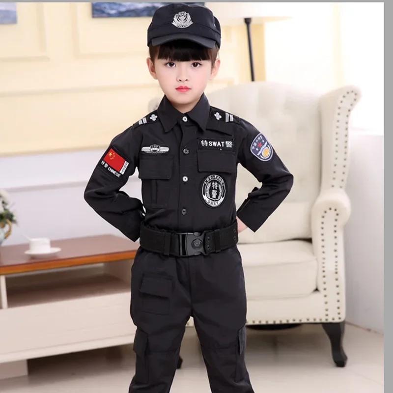 Children Policeman Cosplay Costume Boys Girls Kid Police Uniform Army Policemen Clothing Carnival Party Dress Up Birthday Gift