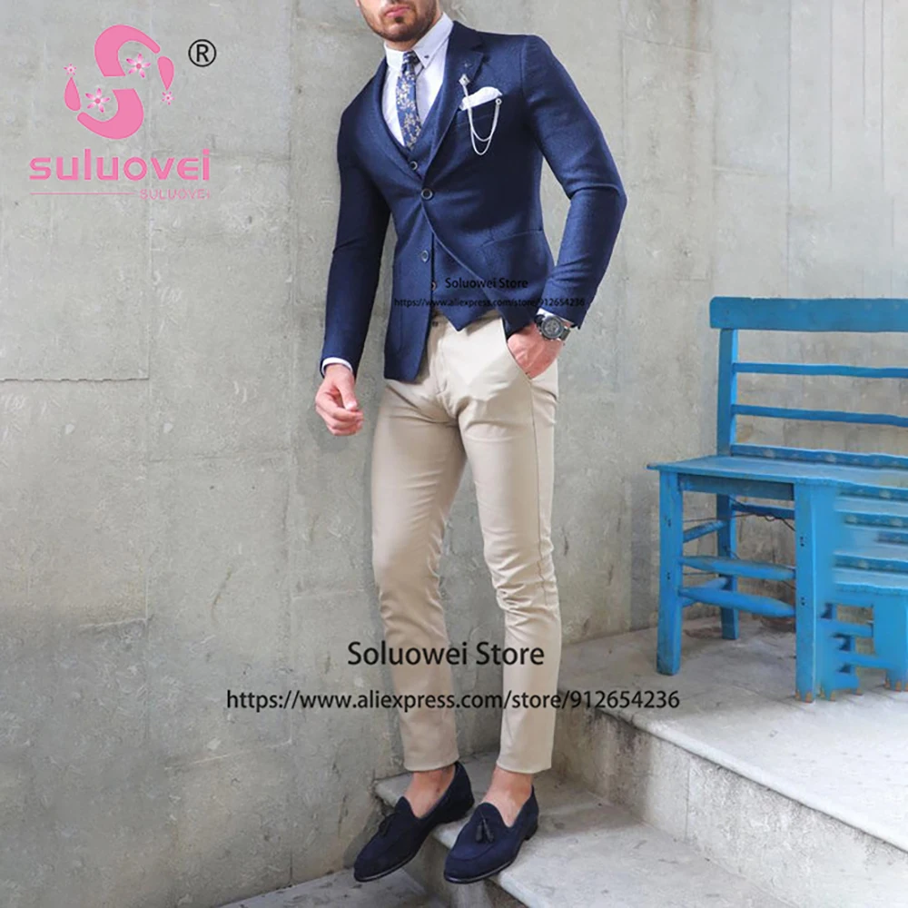 Mode Bräutigam Hochzeit Anzüge Für Männer Slim Fit 3 Stück Jacke Weste Hosen Set Männlichen Formalen Kerbe Revers Smoking Kostüm homme Mariage