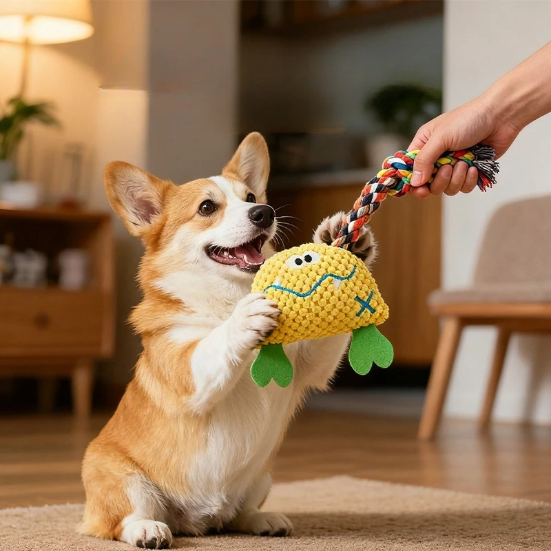 Kauspielzeug für Hunde, Quietschspielzeug für Hunde, interaktiver Spaß, Plüschtier, Cord-Hundetraining, Heimtierbedarf für kleine, mittelgroße Hunde
