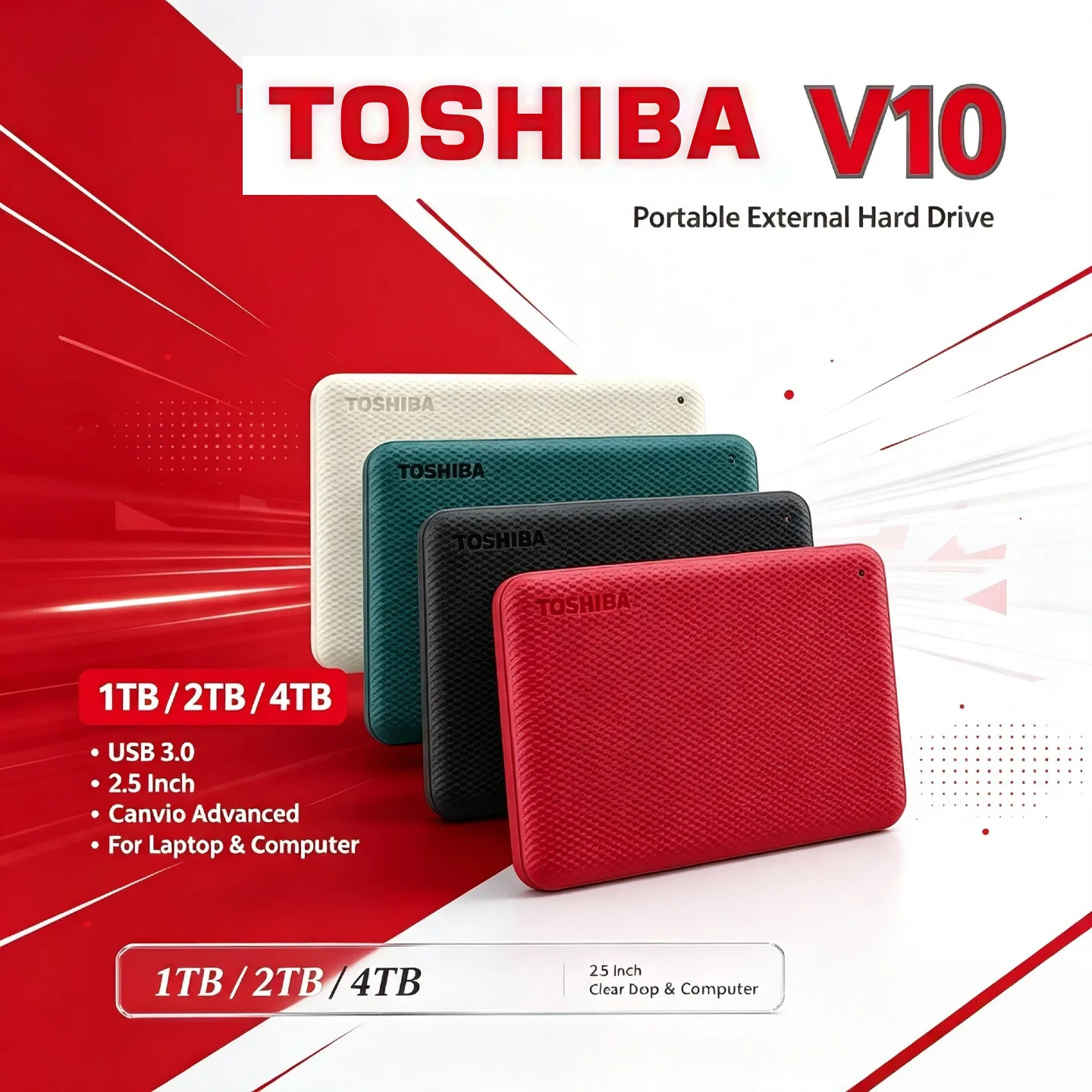 Canvio Toshiba Advanced V10 USB 3.0 2.5 " 1TB 2TB 4TB HDD Portable External Hard Drive Disk Mobile 2.5 For Laptop Computer Elite