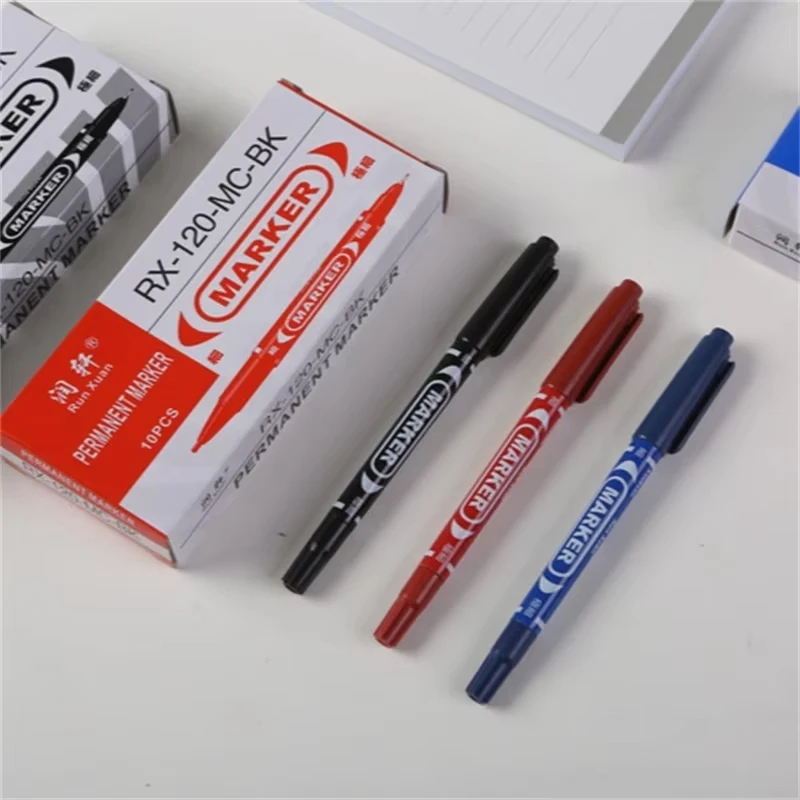 Waterproof Black Blue Red Oily Tattoo Art Marker Pens Student School Office Stationery Dual Tip 0.5/1.0mm Marker Pen 3pcs