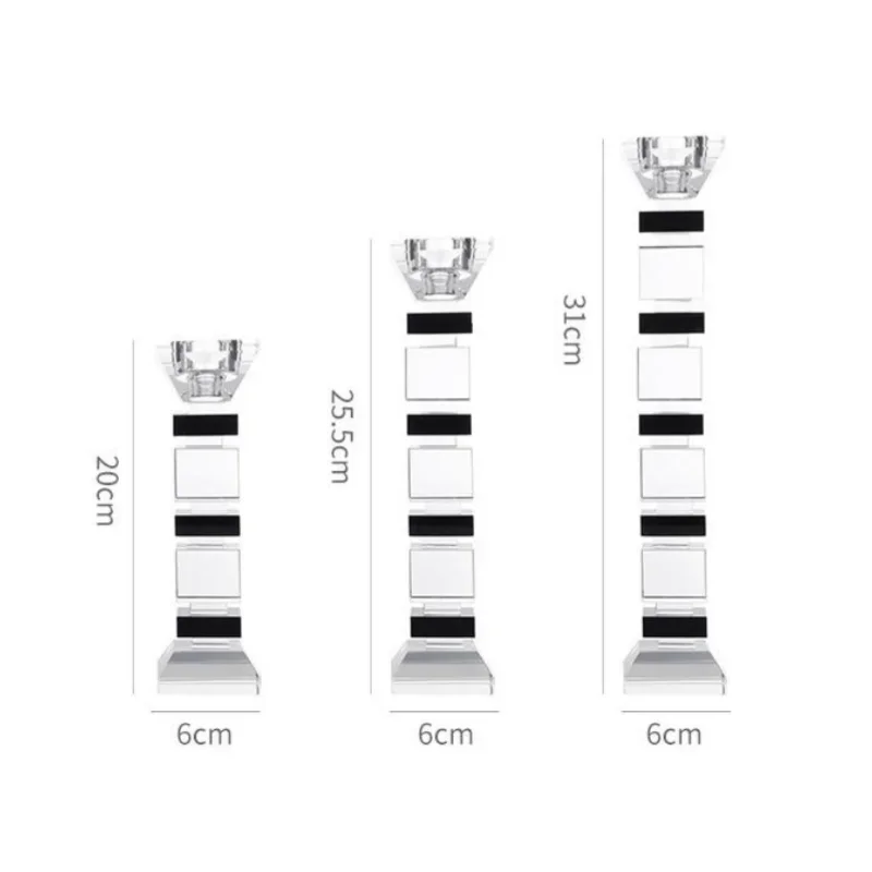 Glass Craft Candlestick Crystal Glass Candle Holder Geometric Block Lamination Candle Stick Holder Home Decoration Accessories