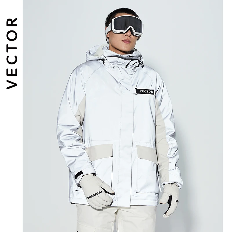 Vector Heren Warme Skipak Set Skibroek Met Capuchon Waterdichte Winddichte Reflecterende Ski Snowboard Jas Broek Outdoor Kleding