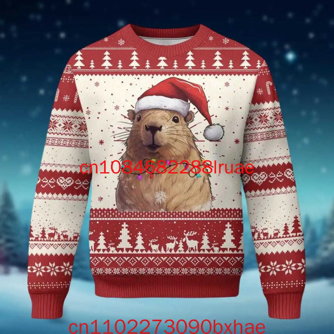 

Осень/зима 2022, новый милый детский рождественский уродливый свитер с капибарой, модный уличный мужской и женский уродливый свитер