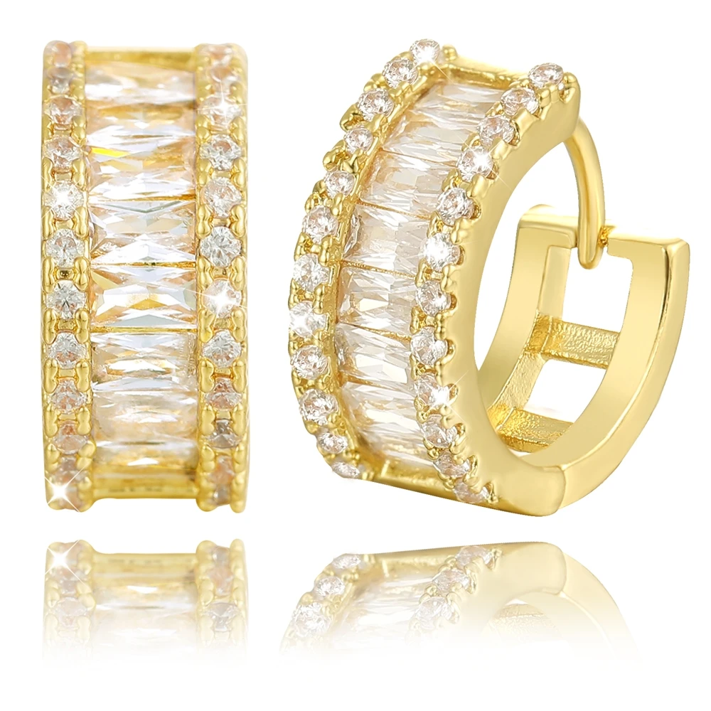 Juya Handgemachte Micro Pflastern Zirkon Gold/Silber Farbe Luxus Hoop Ohrringe Für Frauen Braut Abend Party Schmuck Großhandel – Detail 6