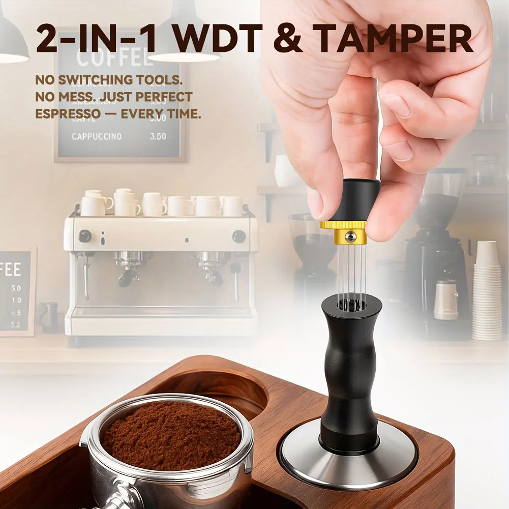 

2-in-1 Espresso Tamper with WDT Tool Coffee Tamper Tool Gift for Home Café Barista Thanksgiving Christmas Birthday