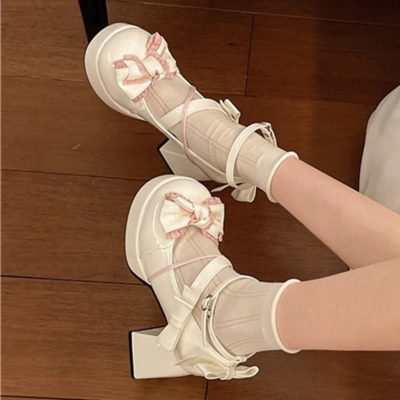 

Platform Mary Jane Lolita Shoes Spring 2026 Fashionable Round Toe Mid-Heel Shoes Elegant Outdoor Single Heel Shoes for Women
