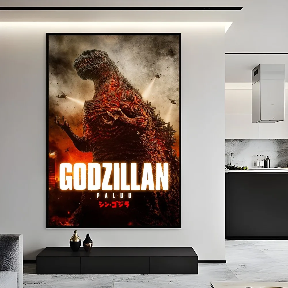 1pc G-GoDZilla 2014 Sci-Fi Monster Movie Poster Sticky Wall Art Printing Waterproof Home Living Bed Room Bar Aesthetic Decor