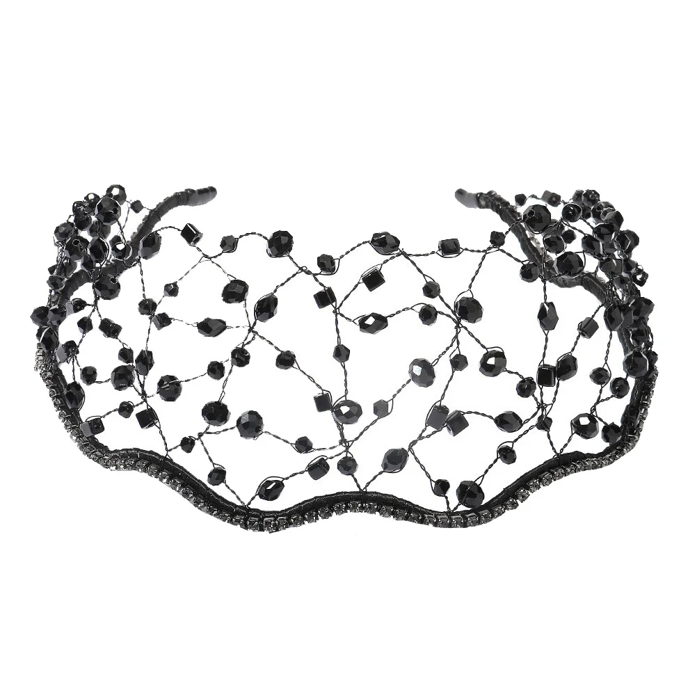 

1Pcs Mesh Headwear Tiara Fine Craftsmanship Women's Hair Ornament Sparkling Bead Crown for Bridal Evening Event Decorative Use