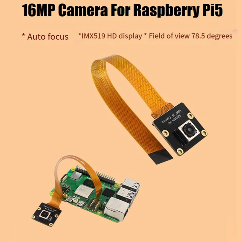 Cámara de 16MP para cámara Raspberry Pi5 IMX519 Autofocus 78,5 °   Módulo de cámara de 4,28 mm para Raspberry Pi5 Rpi5