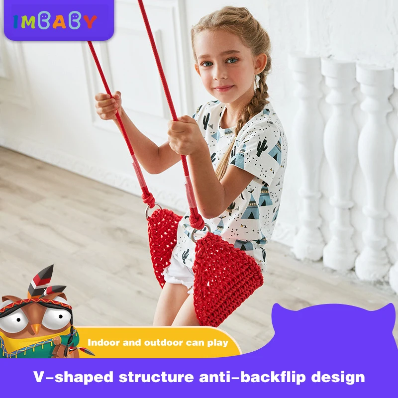 

Child Polyester Mesh Swing Chair Indoor Outdoor Handmade Swing High Load Bearing Adult Kid Rocking Chair Toy Easy Installation