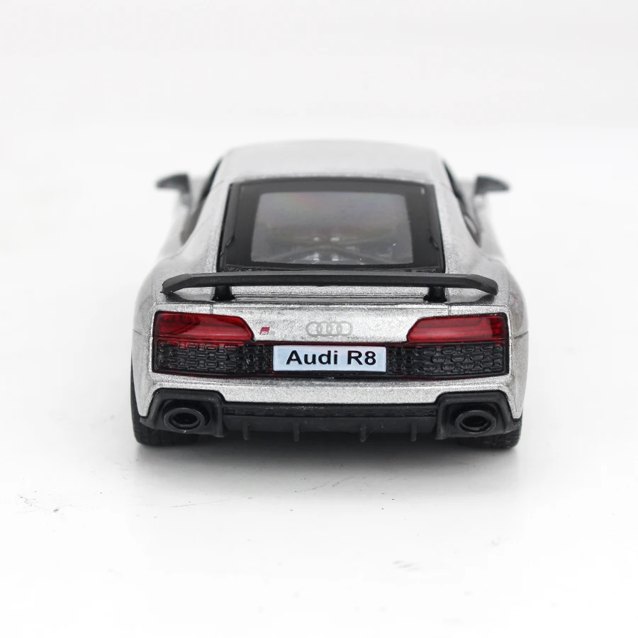 1:36 escala audi r8 liga diecast carros modelo brinquedo alta simulação metal corpo portas abertas puxar para trás veículos para presentes das crianças