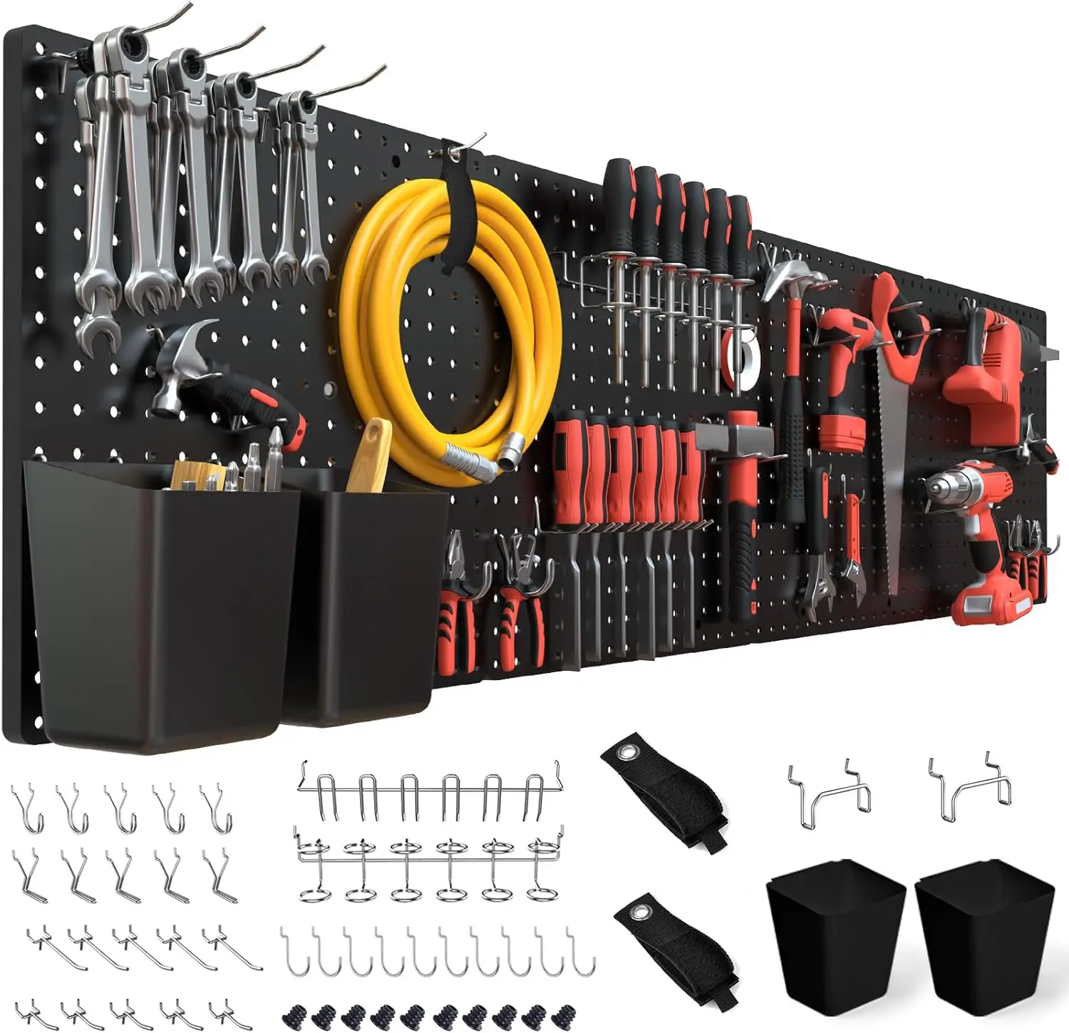 

Набор черных перфорированных досок размером 32 x 32 дюйма с 46 крючками, прочный АБС-материал, поддерживает до 400 фунтов для организации офиса в гаражной мастерской