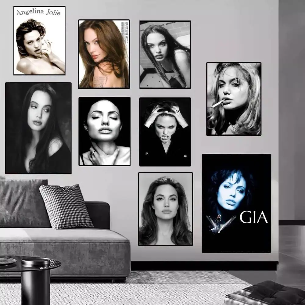 Schauspielerin Angelina Jolie, klassische Vintage-Poster, Whitepaper-Drucke, Poster, Kunstwerke, Kawaii-Raumdekoration