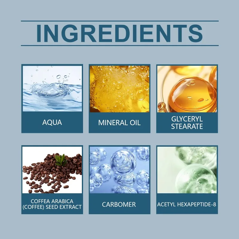 Sérum nourrissant pour les yeux à la caféine 5%, crème hydratante sous les yeux, massage à 360 °, raffermissant pour les cernes et les poches