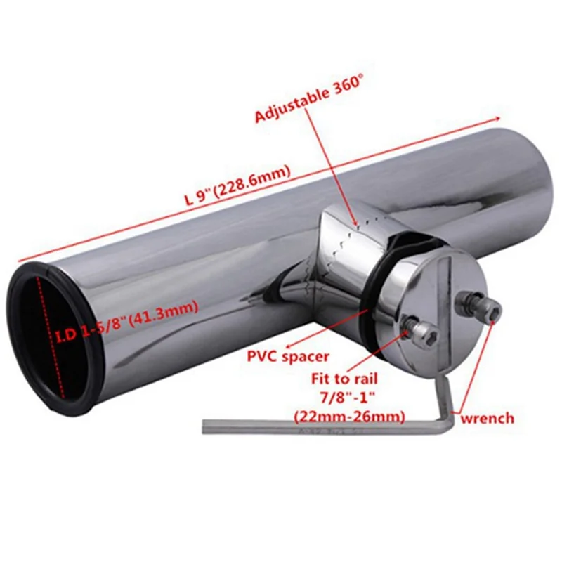

AEF6-Marine Fishing Rod Holder Adjustable Fishing Rod Holder Fits For 7/8In To 1In Tackle Tubes Marine Hardware