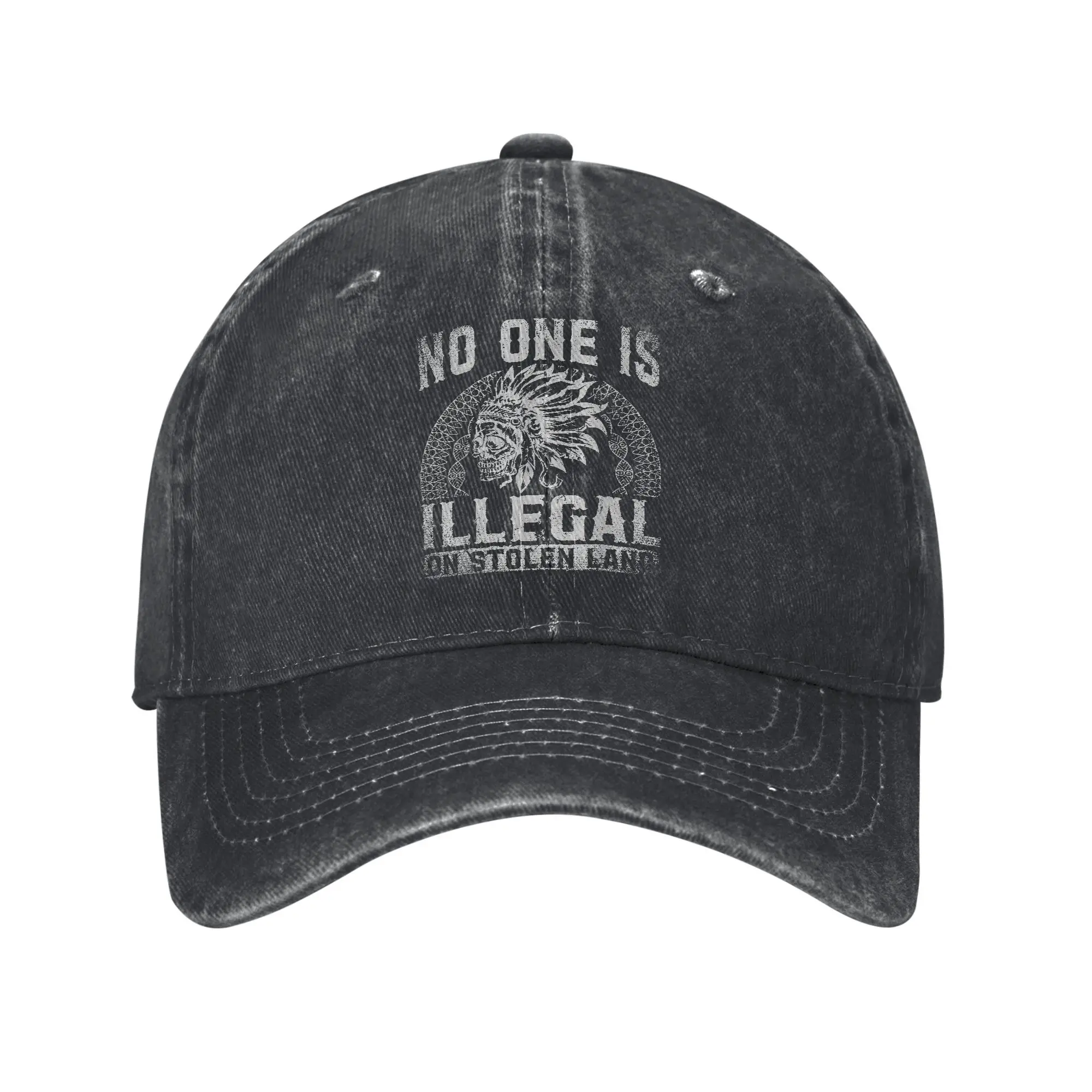No One Is Illegal On Stolen Land Baseball Cap Vintage Distressed Cotton Immigration Headwear Men Women Outdoor Summer Gift Hats