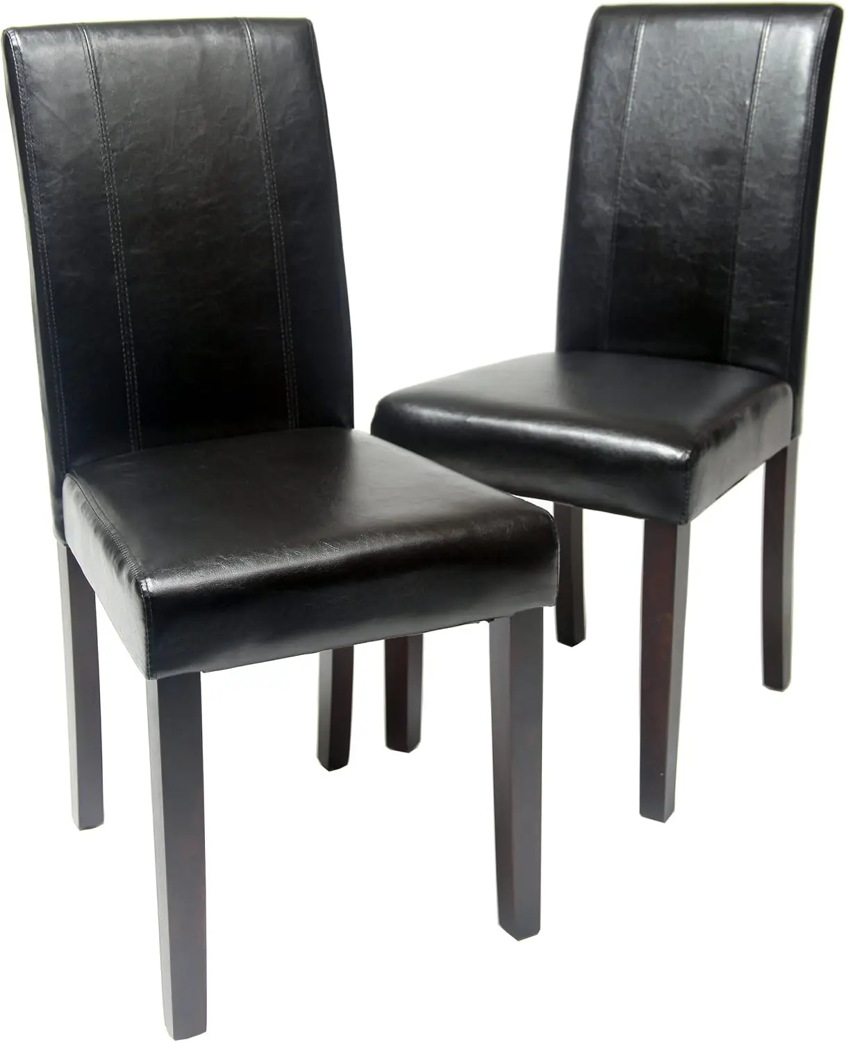 

Urban Style Solid Wood Leatherette Padded Parson Chair, Black, Set of 2