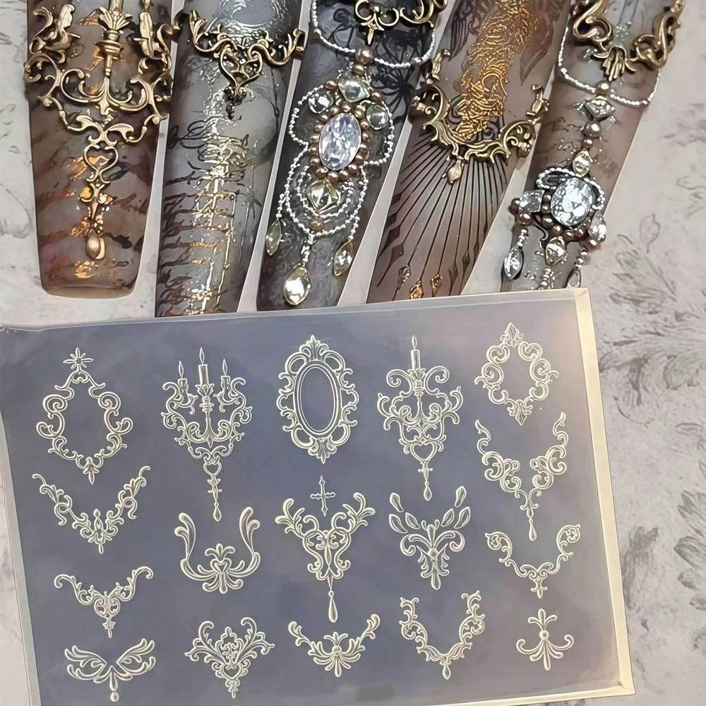 Resin Art Templates Free - 2개입 3D 바로크 패턴 젤 네일